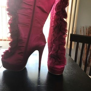 Sexy Satin High Heel Platform Boots